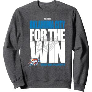 imageNBA Official Oklahoma City Thunder For the Win 2025 Playoffs SweatshirtDark Heather Grey