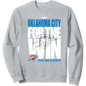imageNBA Official Oklahoma City Thunder For the Win 2025 Playoffs SweatshirtHeather Grey
