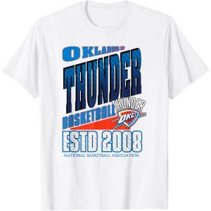 imageOklahoma City Thunder TShirt Black Small Unisex Short Sleeve Classic NBA Team Breakaway TShirtWhite