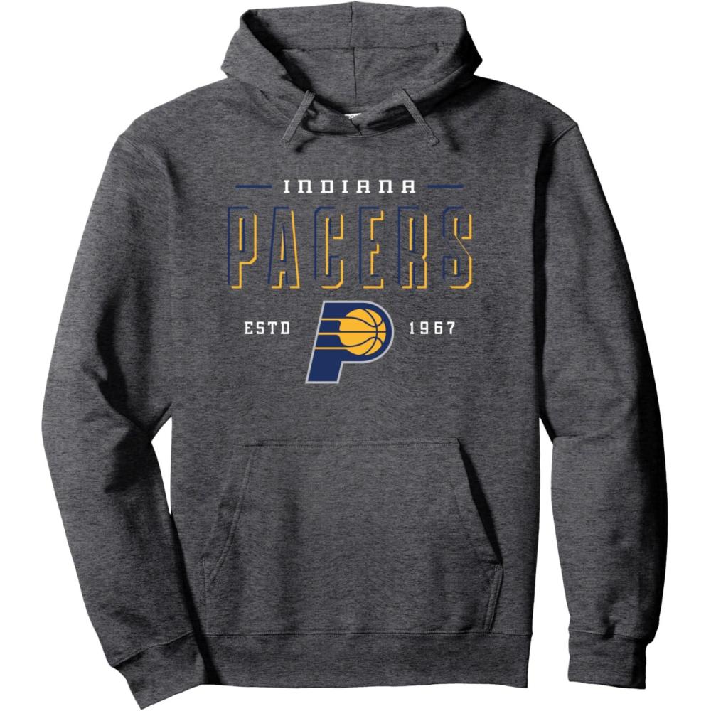 imageNBA Official Indiana Pacers Half Moon Pullover HoodieDark Heather Grey