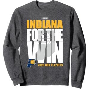 imageNBA Official Indiana Pacers For the Win 2025 Playoffs SweatshirtDark Heather Grey
