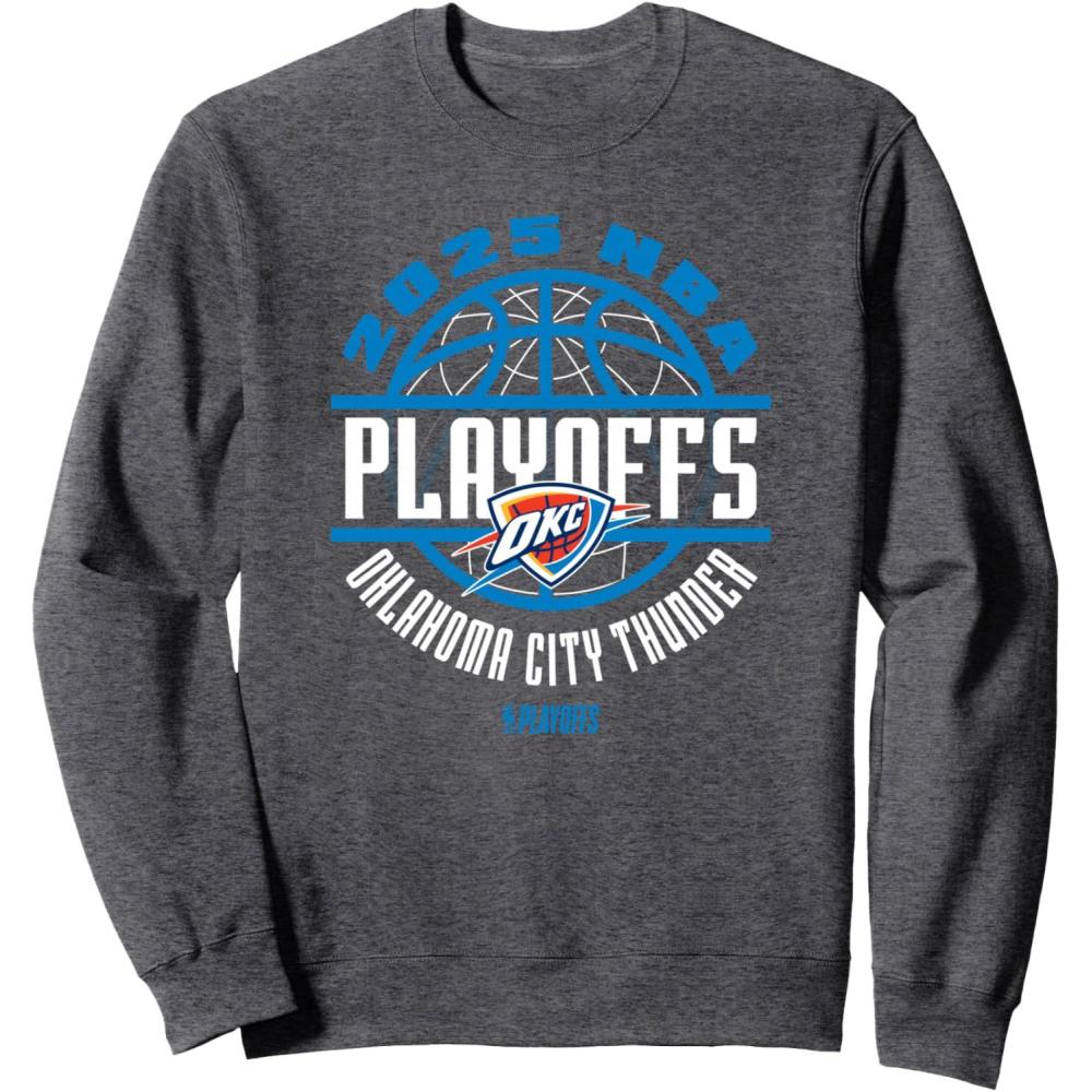 imageNBA Official Oklahoma City Thunder 2025 Playoffs Game Time SweatshirtDark Heather Grey