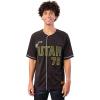 imageUltra Game Mens Mesh Button Down Baseball Jersey Tee ShirtBlack