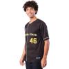 imageUltra Game Mens Mesh Button Down Baseball Jersey Tee ShirtBlack