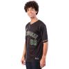 imageUltra Game Mens Mesh Button Down Baseball Jersey Tee ShirtBlack