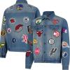 imageUltra Game NBA mens Distressed Patch Jean JacketDenim