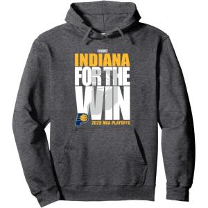 imageNBA Official Indiana Pacers For the Win Playoffs 2025 Pullover HoodieDark Heather Grey