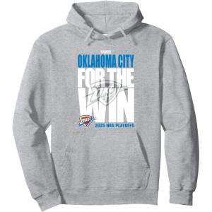 imageNBA Official Oklahoma City Thunder For the Win Playoffs 2025 Pullover HoodieHeather Grey
