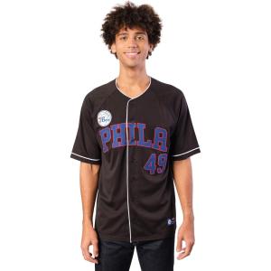 imageUltra Game Mens Mesh Button Down Baseball Jersey Tee ShirtBlack