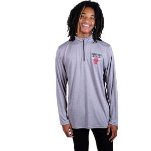 imageUltra Game NBA Mens Quarter Zip Long Sleeve Pullover TShirt Heather Charcoal