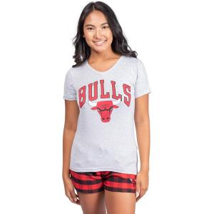 imageUltra Game NBA Womens Sleepwear Soft TShirt ampamp Flannel Shorts Loungewear Pajama SetChicago Bulls