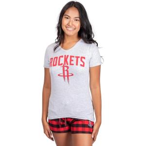 imageUltra Game NBA Womens Sleepwear Soft TShirt ampamp Flannel Shorts Loungewear Pajama SetHouston Rockets