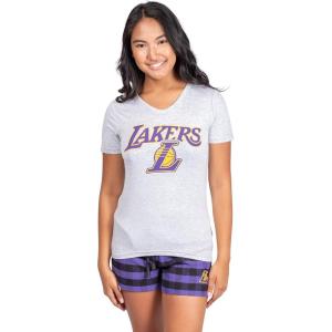 imageUltra Game NBA Womens Sleepwear Soft TShirt ampamp Flannel Shorts Loungewear Pajama SetLos Angeles Lakers