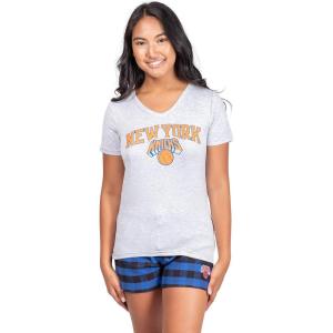 imageUltra Game NBA Womens Sleepwear Soft TShirt ampamp Flannel Shorts Loungewear Pajama SetNew York Knicks