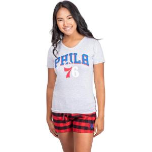 imageUltra Game NBA Womens Sleepwear Soft TShirt ampamp Flannel Shorts Loungewear Pajama SetPhiladelphia 76ers