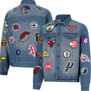 imageUltra Game NBA mens Distressed Patch Jean JacketDenim