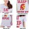 imageUltra Game Womens NCAA Official Short Sleeve Crewneck Nightgown with Shirttail Hem and Screen Printed GraphicsHeather Gray