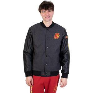 imageUltra Game Mens NCAA Official Poly Melton Wool Varsity JacketCharcoal Heather