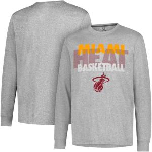 imageUltra Game NBA Official Mens Super Soft Supreme Long Sleeve TShirt  Unisex Miami Heat Heather Gray Small