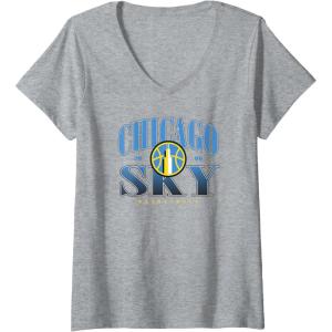 imageWomens WNBA Chicago Sky Courtside VNeck TShirtHeather Grey