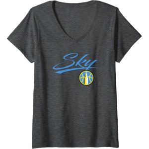 imageWomens WNBA Chicago Sky Officially Licensed VNeck TShirtDark Heather Grey