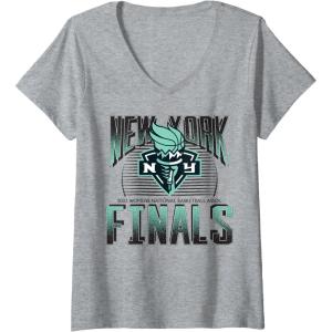 imageWomens WNBA New York Liberty Time to Shine Finals Game Day VNeck TShirtHeather Grey