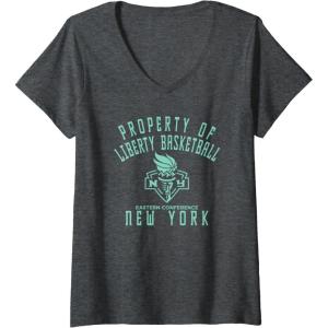 imageWomens WNBA Property Of New York Liberty Licensed VNeck TShirtDark Heather Grey