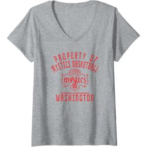 imageWomens WNBA Property Of Washington Mystics Licensed VNeck TShirtHeather Grey