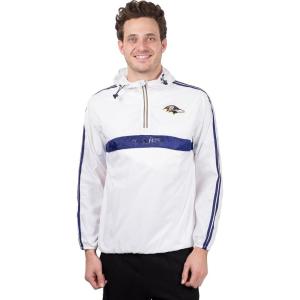 imageUltra Game NFL mens Quarter Zip Pullover Hoodie Packable Windbreaker JacketWhite