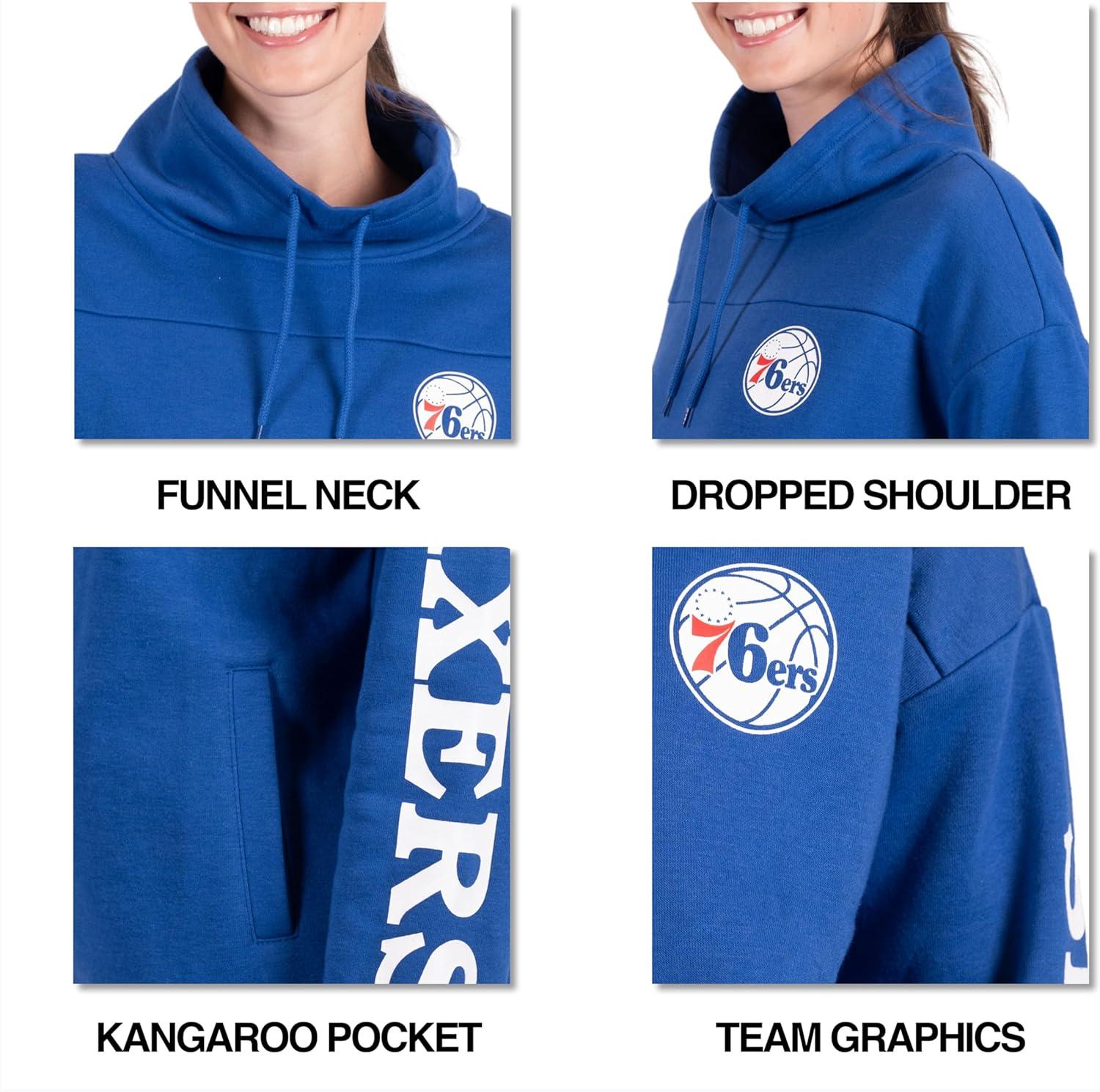 imageUltra Game Womens NBA Official Fleece Hoodie Pullover Sweatshirt Funnel NeckTeam Color