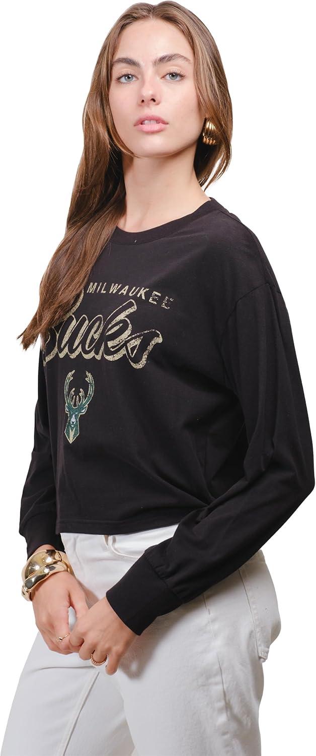 imageUltra Game Womens NBA Official Super Soft Crop Top Pullover SweatshirtBlack
