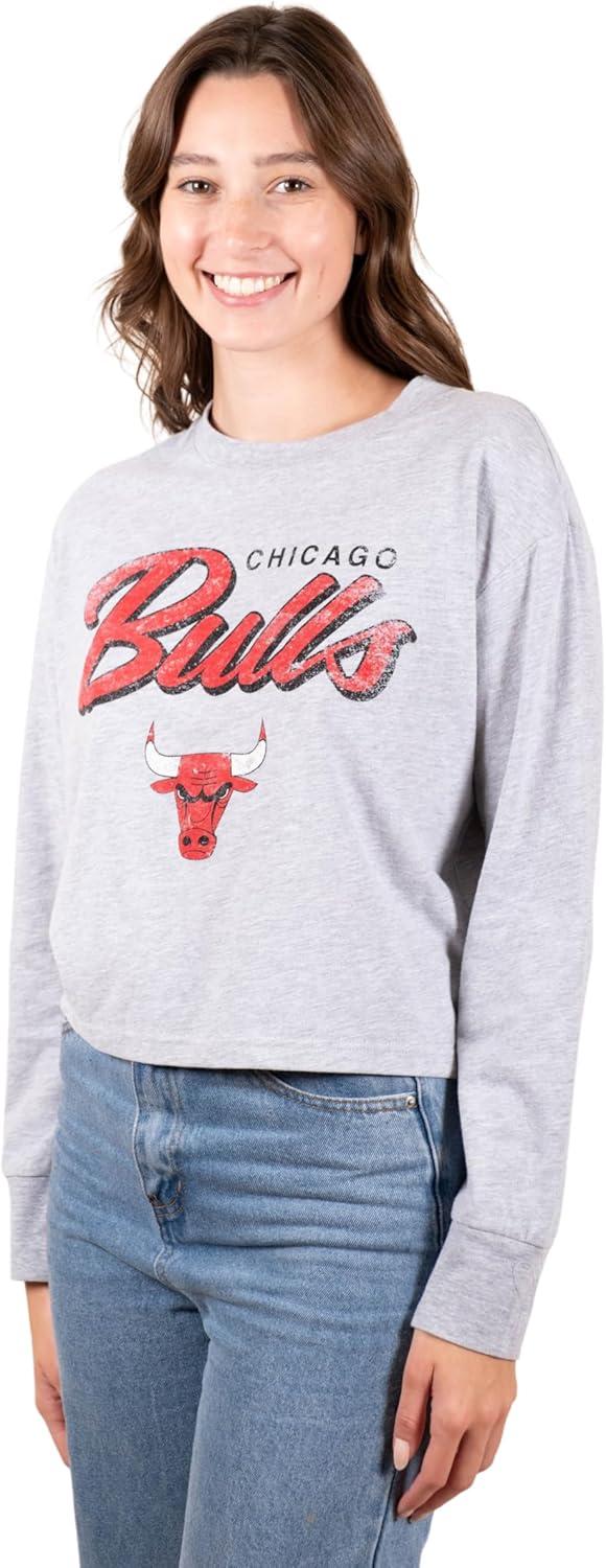 imageUltra Game Womens NBA Official Super Soft Crop Top Pullover SweatshirtHeather Grey