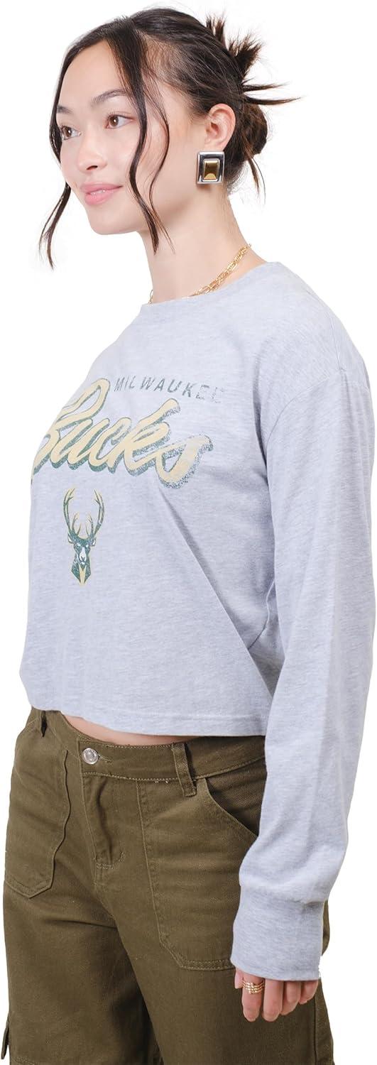 imageUltra Game Womens NBA Official Super Soft Crop Top Pullover SweatshirtHeather Grey