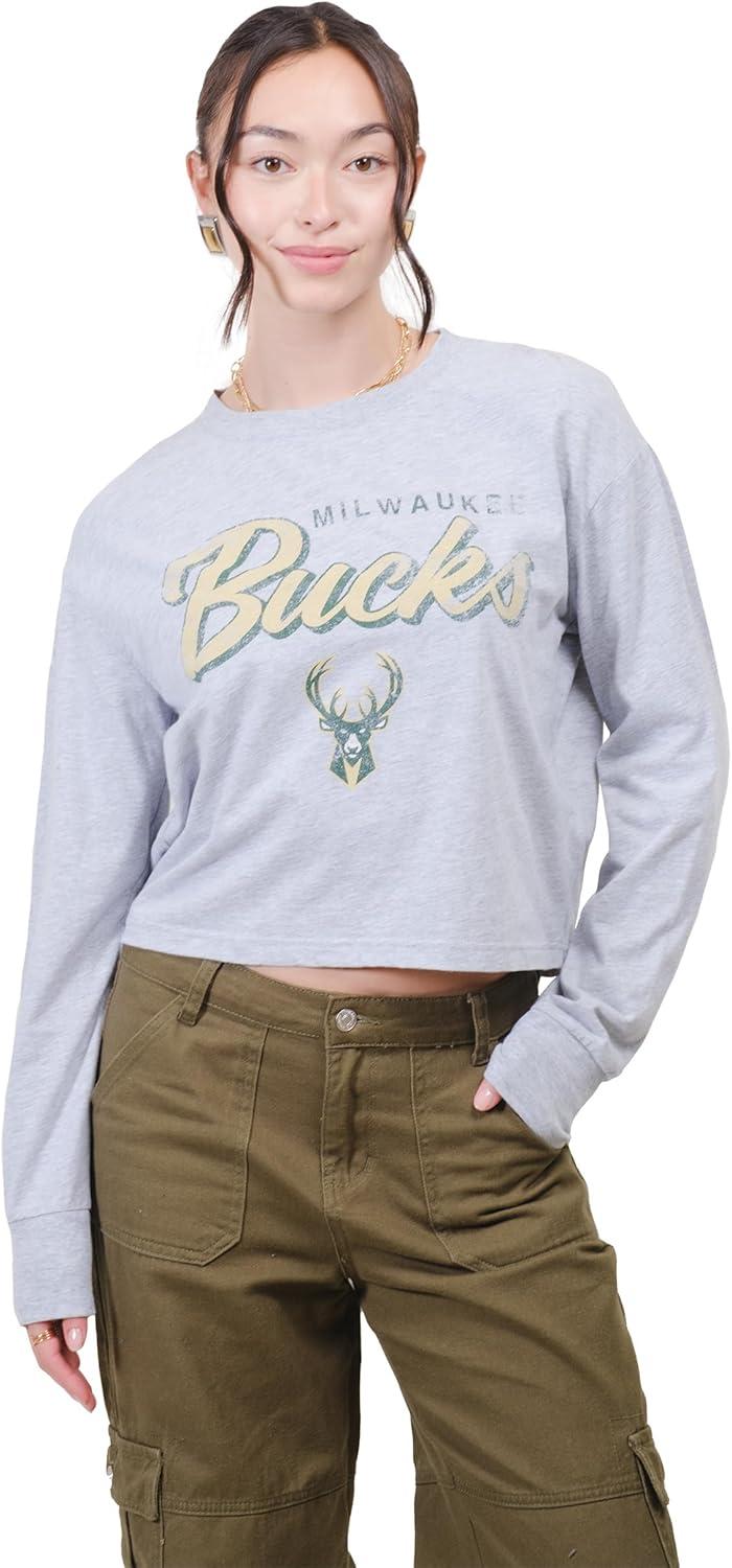 imageUltra Game Womens NBA Official Super Soft Crop Top Pullover SweatshirtHeather Grey