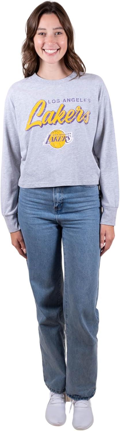 imageUltra Game Womens NBA Official Super Soft Crop Top Pullover SweatshirtHeather Grey