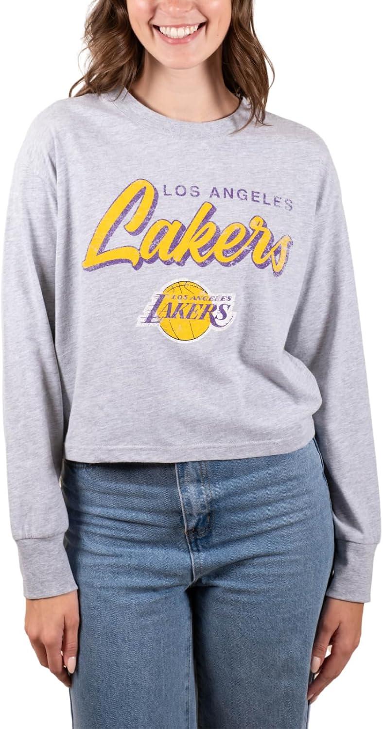 imageUltra Game Womens NBA Official Super Soft Crop Top Pullover SweatshirtHeather Grey