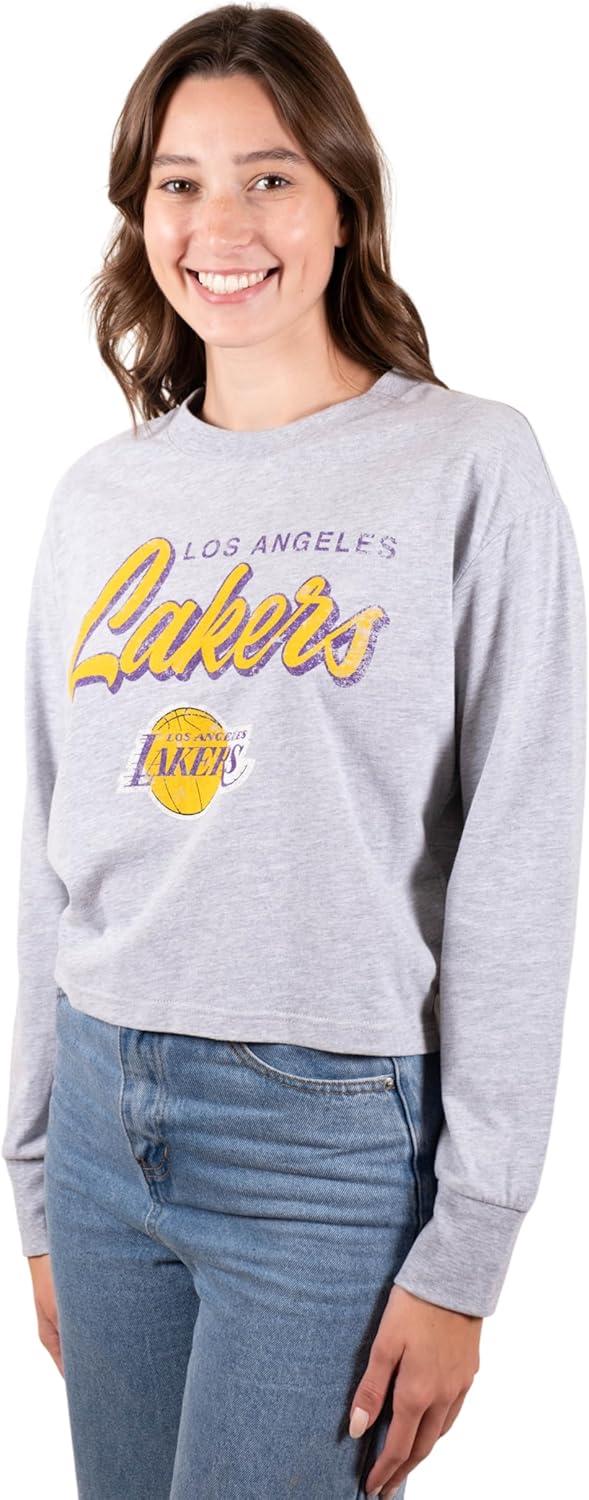 imageUltra Game Womens NBA Official Super Soft Crop Top Pullover SweatshirtHeather Grey