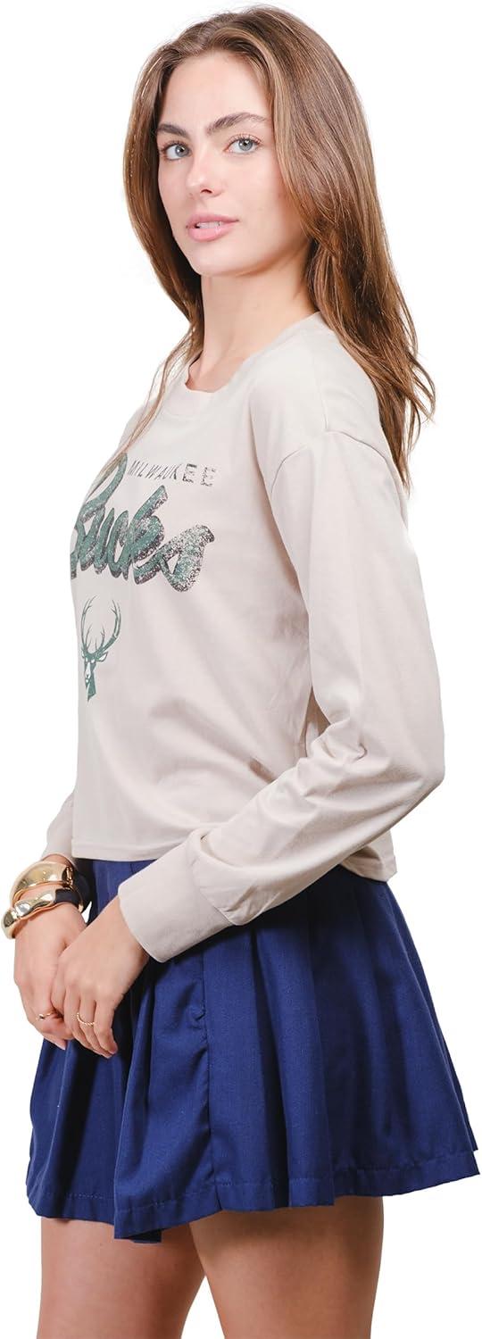imageUltra Game Womens NBA Official Super Soft Crop Top Pullover SweatshirtSand