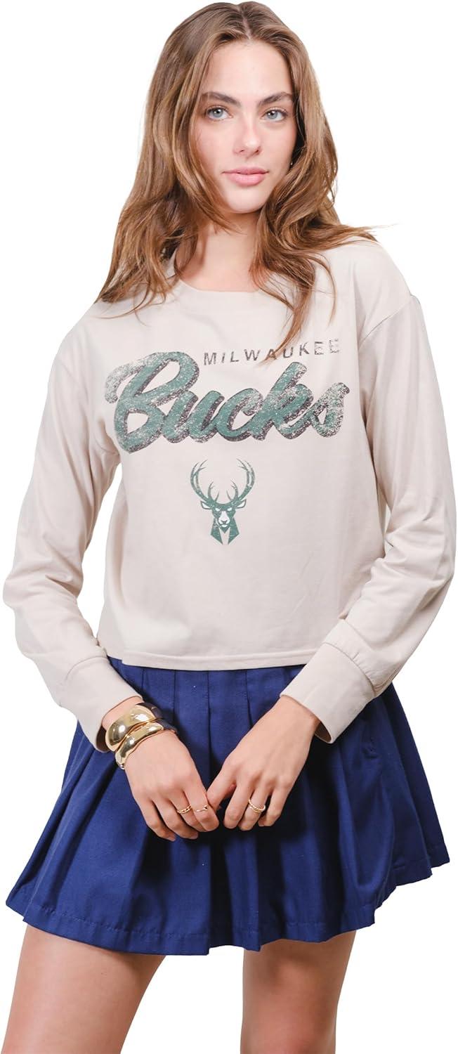 imageUltra Game Womens NBA Official Super Soft Crop Top Pullover SweatshirtSand