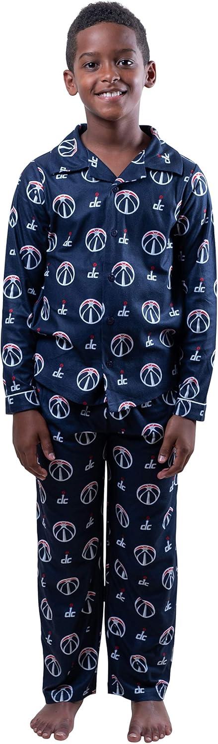 imageUltra Game Youth NBA Official 2Piece Pajama Pants ampamp Button Down Shirt SetTeam Color