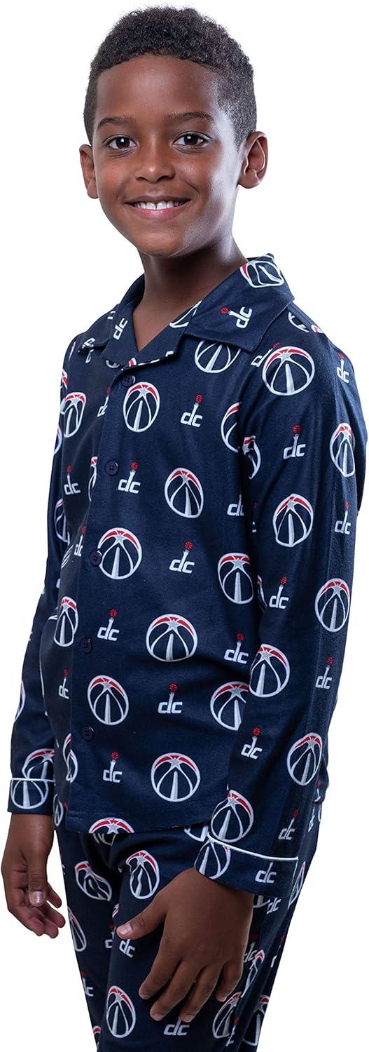 imageUltra Game Youth NBA Official 2Piece Pajama Pants ampamp Button Down Shirt SetTeam Color
