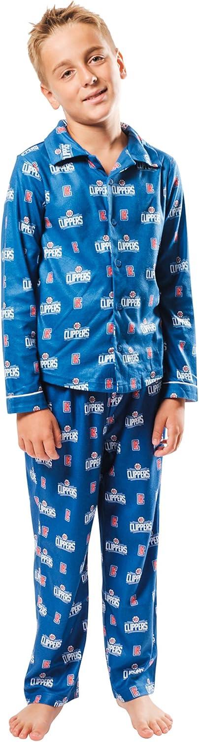imageUltra Game Youth NBA Official 2Piece Pajama Pants ampamp Button Down Shirt SetTeam Color