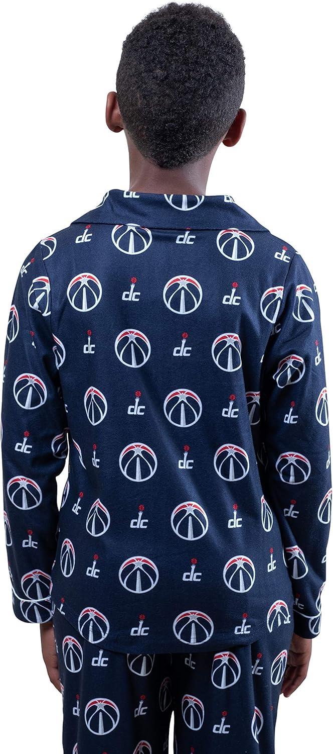 imageUltra Game Youth NBA Official 2Piece Pajama Pants ampamp Button Down Shirt SetTeam Color