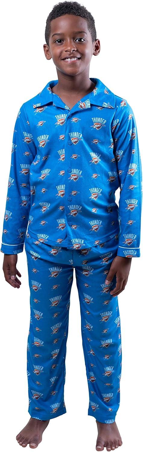 imageUltra Game Youth NBA Official 2Piece Pajama Pants ampamp Button Down Shirt SetTeam Color