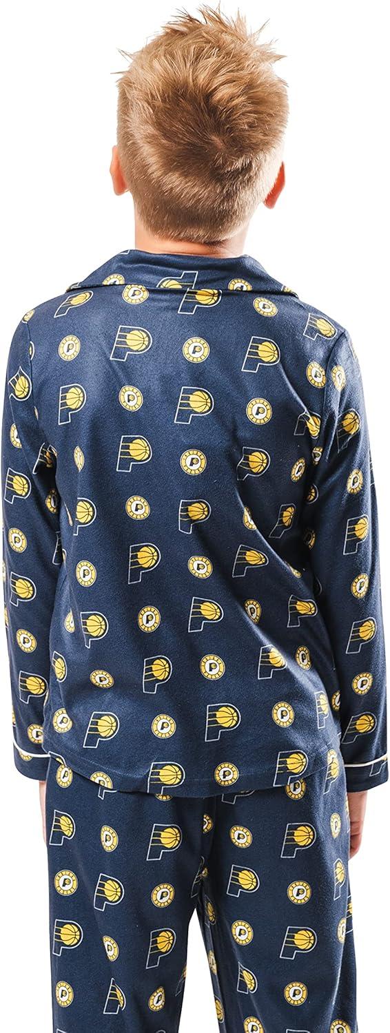 imageUltra Game Youth NBA Official 2Piece Pajama Pants ampamp Button Down Shirt SetTeam Color