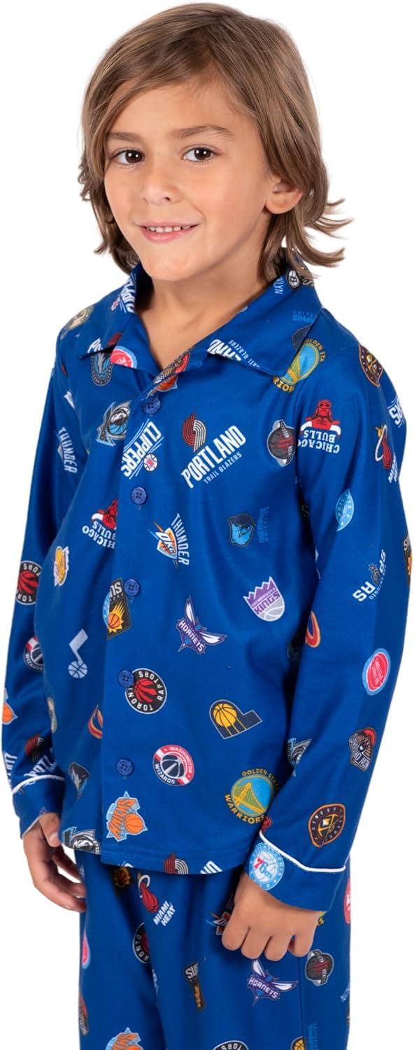 imageUltra Game Youth NBA Official 2Piece Pajama Pants ampamp Button Down Shirt SetToddler Sizes