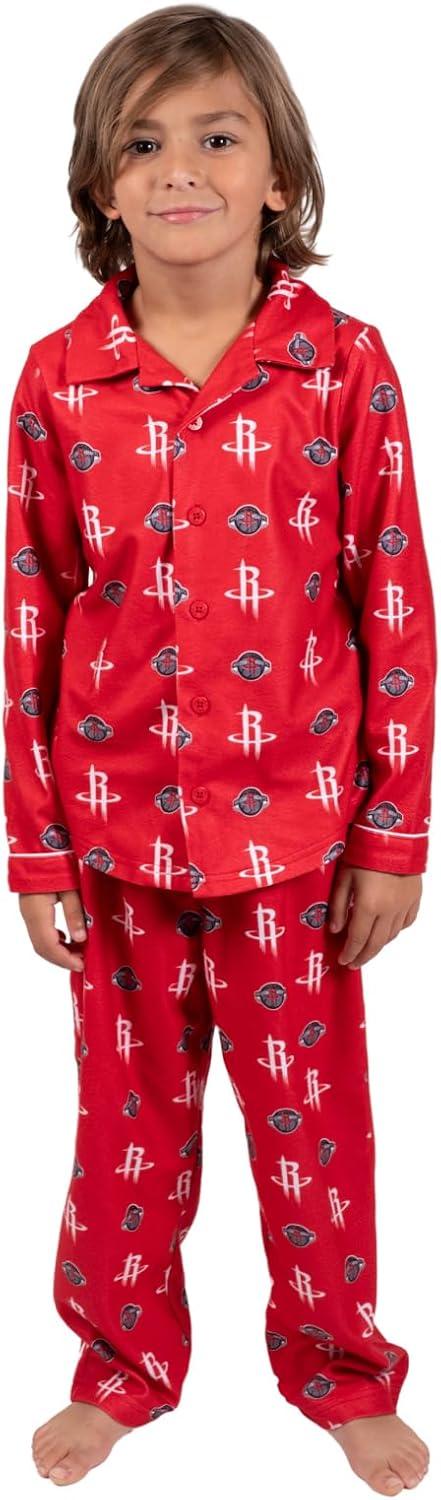 imageUltra Game Youth NBA Official 2Piece Pajama Pants ampamp Button Down Shirt SetToddler Sizes