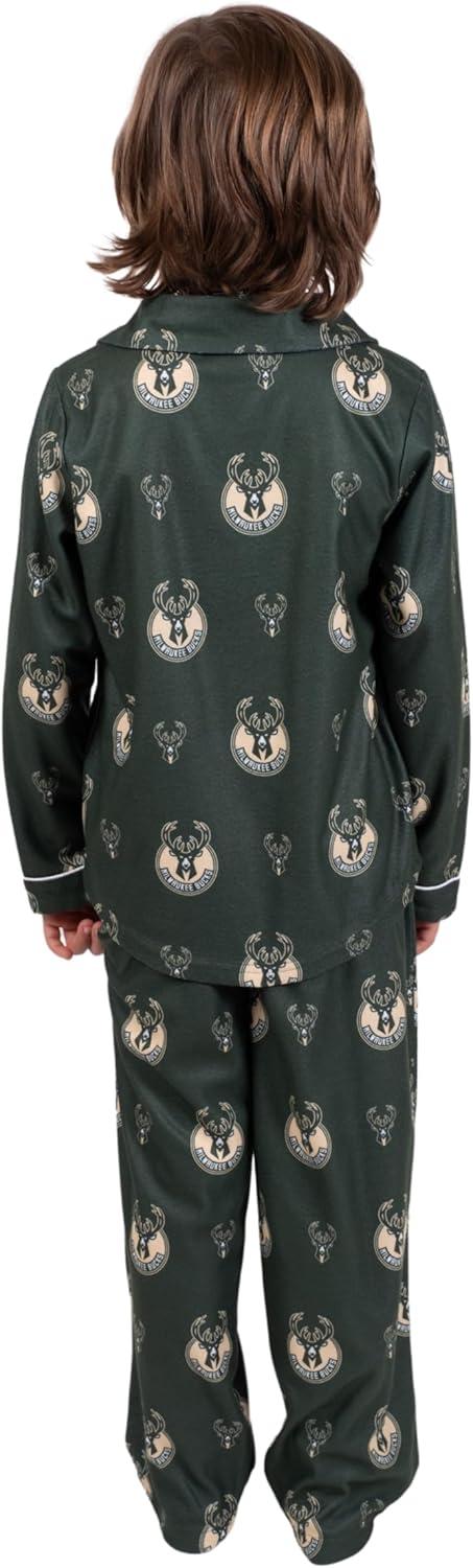 imageUltra Game Youth NBA Official 2Piece Pajama Pants ampamp Button Down Shirt SetToddler Sizes
