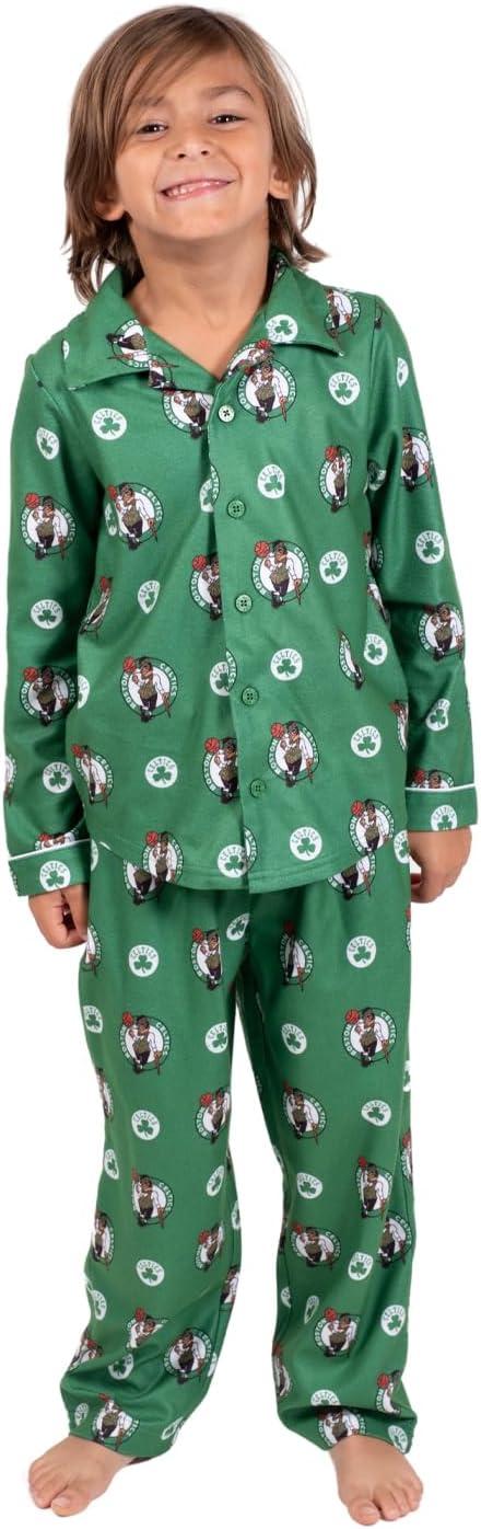 imageUltra Game Youth NBA Official 2Piece Pajama Pants ampamp Button Down Shirt SetToddler Sizes