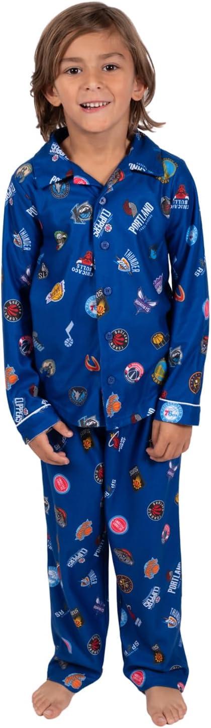 imageUltra Game Youth NBA Official 2Piece Pajama Pants ampamp Button Down Shirt SetToddler Sizes